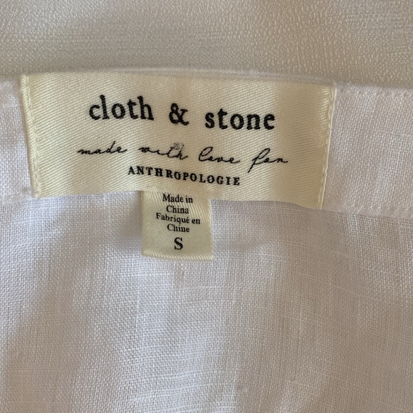 New Cloth & Stone Linen Top White Size Small Short Sleeve Relaxed Fit Women - Picture 6 of 10